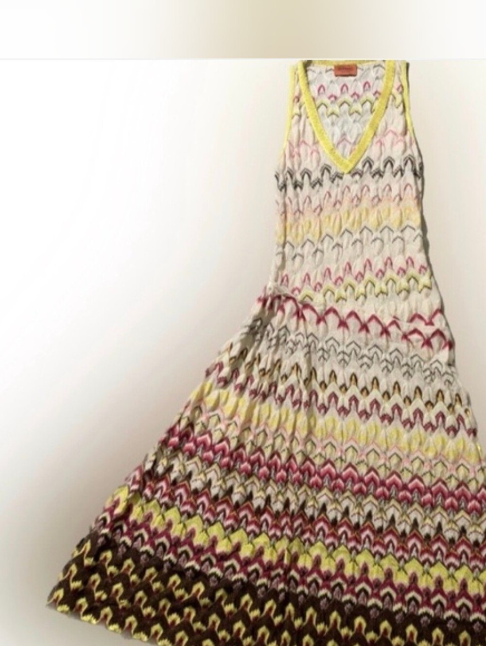 Missoni Italy Metallic Chevron Drop Waist Midi Dress - Picture 2 of 13